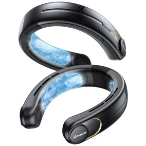 AMACOOL Portable Air Conditioner Portable Neck Fan, 3-Speed Hands Free, 5000mAh Rechargeable Battery Bladeless USB Fan, Long Lasting with LED Screen Cooling for Gift Working Travel Indoors & Outdoors