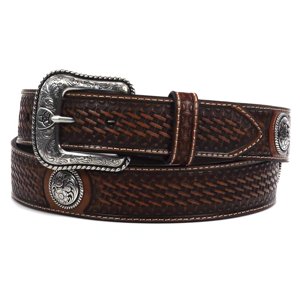 ARIAT Men's Basket Stamp Circle Concho Belt, Tan, 32