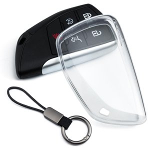 Car Key Fob Cover Case Keychain Compatible with Chevrolet Silverado 1500 Colorado Equinox Tahoe Suburban GMC Sierra Yukon Canyon Honda Prologue (Clear Transparent)