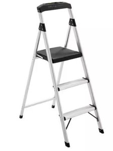 3-Step Aluminum Step Stool Ladder, 250 lbs. Type I Duty Rating (9ft. Reach Height)