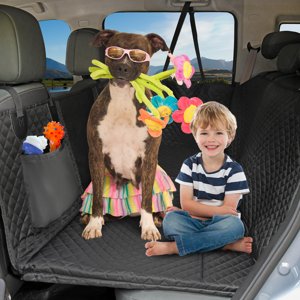 Honest Back Seat Extender for Dogs, Dog Car Seat Cover Hard Bottom 400lbs, Dog Car Seat Covers with Large Space, Waterproof Dog Hammock for Car SUV Truck, X-Large, Black