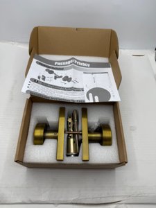 HIEMEY Antique Door Knobs Interior, Modern Vintage Passage Antique Brass Round Door Knobs Door Handles for Hall and Closet Rectangle photo 4