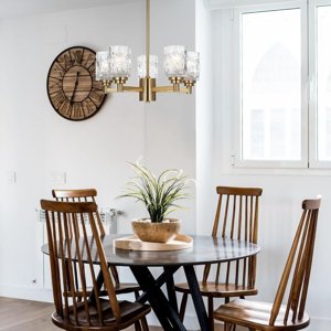 ALICE HOUSE 20 inch Dining Room Chandeliers, Brushed Brass Modern Farmhouse Lighting Fixture for Kitchen, Bedroom, Dress Room and Home Office AL5095-H5