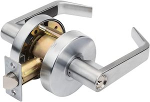 Dynasty Hardware AUG-00-26D Grade 2 Commercial Duty Office Door Keyed Lever Lockset, ADA, Satin Chrome Finish