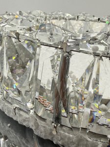 Brylokra 9.8 Inch Modern Crystal Chandelier Small Flush Mount Ceiling Light Fixture LED Crystal Ceiling Light for Bedroom Dining Living Room Hallway (6000K Cool White, Height Adjustable) photo 5