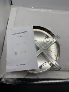 Brylokra 9.8 Inch Modern Crystal Chandelier Small Flush Mount Ceiling Light Fixture LED Crystal Ceiling Light for Bedroom Dining Living Room Hallway (6000K Cool White, Height Adjustable) photo 4