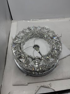 Brylokra 9.8 Inch Modern Crystal Chandelier Small Flush Mount Ceiling Light Fixture LED Crystal Ceiling Light for Bedroom Dining Living Room Hallway (6000K Cool White, Height Adjustable) photo 3