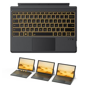 TECURS Bluetooth Keyboard for Surface Pro 7/7+/6/5/4/3 (12.3 inch), Wireless Bluetooth Connection 7-Colors Backlight Keyboard Type Cover, Touchpad, Sleep/Wake Function, Rechargeable Ultra-Thin Design