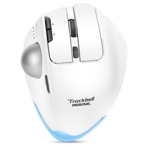 TRELC Wireless Trackball Mouse, Ergonomic Rollerball Mouse with 4800 DPI/7 Programmable Buttons, Thumb Control Mice, Rechargeable Optical Mouse for 3 Devices, for Windows, PC, Laptop, Tablet (White)