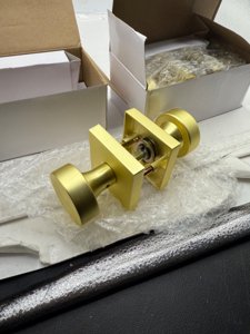 goldenwarm Passage Door Knobs Gold, Zinc-Alloy Heavy Duty Closet Door Knob, Contemporary Brass Door Knobs Passage, Brushed Gold Door Knob Handle for Hallway(2 Pack) photo 5