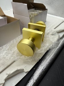 goldenwarm Passage Door Knobs Gold, Zinc-Alloy Heavy Duty Closet Door Knob, Contemporary Brass Door Knobs Passage, Brushed Gold Door Knob Handle for Hallway(2 Pack) photo 6