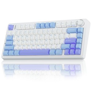 AULA F75 75% Wireless Mechanical Keyboard, Hot Swappable Creamy Keyboard, Pre-lubed Star Vector Switches RGB Backlit Gaming Keyboards, 2.4GHz/Type-C/BT5.0(White&Blue&Purple)