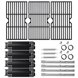 Hipoilk Grill Replacement Parts for Charbroil 463436215, 463439915, 463436213, 463436214, G432-001N-W1 Cooking Grates, Heat Plates, Burners, Crossover Tube and Igniters for Char Broil Classic 4 Burner
