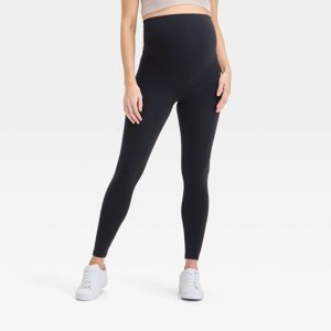 Size S Over Belly High-Rise Active Maternity Leggings - Isabel Maternity by Ingrid & Isabel™ Black S: Recycled Polyester, Spandex, Slim Leg