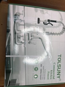 Commercial Sink Faucet,TOLSUNY Commercial Kitchen Faucet Wall Mount with Pre Rinse Sprayer,Wall Mounted Kitchen Sink Faucet for Industrial and Restaurant Sinks. (Classic, 25) photo 4