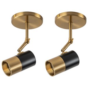 Zicbol Modern Ceiling Spotlight, Gu10 Spot Lights Indoor with 350° Pivoting, 2-Packs Adjustable Directional Spotlight Indoor, Black and Gold Ceiling/Wall Light for Gallery, Cabinet, Hallway