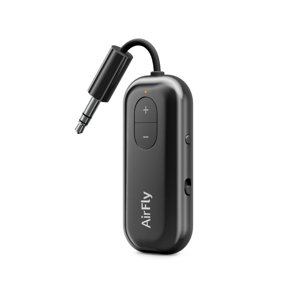 Twelve South AirFly SE, Bluetooth Wireless Audio Transmitter for AirPods/Wireless or Noise-Cancelling Headphones; Use with Any 3.5 mm Audio Jack on Airplanes, Gym Equipment or iPad/Tablets (Black)