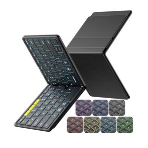 Samsers Full-Size Foldable Bluetooth Keyboard, KF08X Wireless Folding Keyboard with Backlight, Portable Travel Keyboards for iPhone iPad Smartphone Tablet Laptop, Android Windows Mac OS - Black