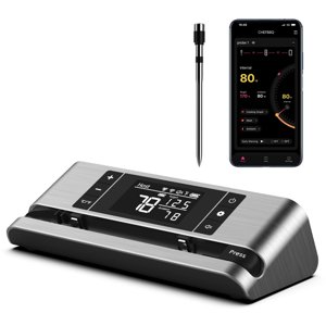 Wireless Smart Meat Thermometer with Dual-Sensor Probe, 500FT Remote Monitoring, Dedicated App, Real-Time Ambient and Food Temperature Tracking for Precise Cooking Control