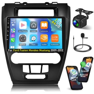 [2+64G] Car Stereo for Ford Fusion Mondeo Mustang 2009-2012 - Wireless Carplay and Android Auto - 10.1 Inch Touch Screen Android Car Radio with Multiple UI/GPS/WiFi/SWC + AHD Backup Camera photo 1