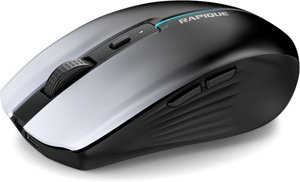 RAPIQUE Bluetooth Wireless Mouse – White to Black Gradient, Dual Bluetooth 5.1 & 2.4G Connectivity, Silent Click, Rechargeable, Ergonomic 6-Button for Windows/MacOS/Android/Laptop/MacBook/iPad