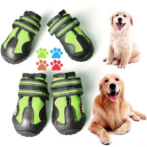 CovertSafe& Dog Boots for Dogs Non-Slip, Waterproof Dog Booties for Outdoor, Dog Shoes for Medium to Large Dogs 4Pcs with Rugged Sole Grey-Green SZ 5