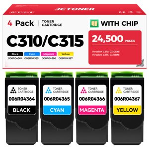 C310 C315 High-Yield Toner Cartridge Set 4-Pack Replacement for Xerox 006R04364 006R04365 006R04366 006R04367 Compatible with Xerox C310 C310DNI C315 C315DNI Color Printer (Black Cyan Magenta Yellow)