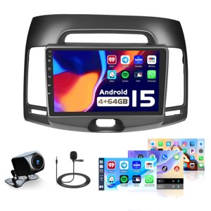 Android 15 Car Radio for Hyundai Elantra 2007 2008 2009 2010, 9 inch Capacitive HD Touch Screen for Elantra Head Unit with Carplay Android Auto 5G WiFi GPS Bluetooth 5.0 1280 * 720 4+64G