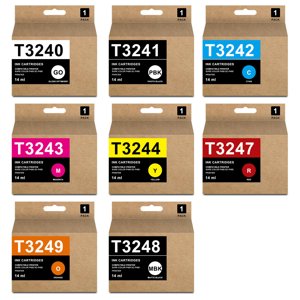 Remanufactured T324 Ink Cartridge T3240 T3241 T3242 T3243 T3244 T3247 T3248 T3249 Replacement for SureColor P400 Printer (8-Pack, GO/PB/C/M/Y/R/MB/O)