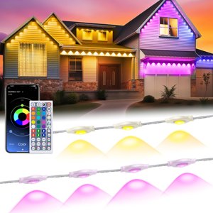 MuliVid 200Ft Permanent Outdoor Lights for House, RGB Halloween House Light Outdoor with Remote APP Control,IP67 Waterproof for Outside Decorations?Eaves Lights for Christmas, Holiday, Party, Daily photo 1