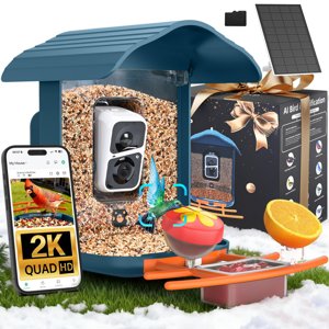 birdsnap® PAV-Bird Feeder with Camera,2K HD with 64GB Card, AI Identify Smart Bird House Cam Solar Panel,Live Stream,Motion Detection,Auto Record Video for Backyard Outdoors,Ideal Gift for Bird Lover