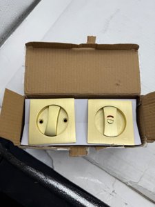 Asidrama ZR20-4 Brushed Gold Pocket Door Lock Square Pocket Door Hardware with Color Indicators photo 4