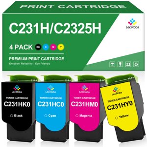 LeciRoba C231H C231HK0 C231HC0 C231HM0 C231HY0 High Yield Toner Cartridge for Lexmark C2325 C2325dw MC2325adw C2535 C2535dw MC2535adwe C2425 C2425dw MC2425adw C2640 MC2640adwe Printer (4-Pack)
