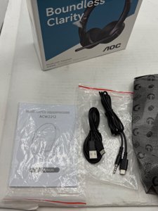 AOC Wireless Headset with Mic for Work, Bluetooth 5.4 Headphones with Noise Canceling Microphone, USB C, 30H, Clear Calls & Mic Mute for PC, Laptop, Cell Phones, Zoom - Black photo 6