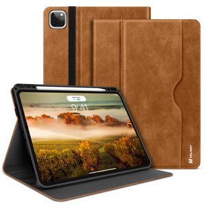 H HOLIMET Case for iPad Pro 11 inch 2022 4th/3rd/2nd/1st Generation 2021/2020/2018 with Pencil Holder PU Leather Protective with Pocket Soft TPU Back Shockproof