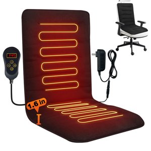 HotCalyto Heated Seat Cushion for Office - 12V Chair Heating Pad - Thick Seat Warmer wiht 7 Temp Levels & 12H Timer- Fast Heated Cover for Back,Hips Etc.Gift Packaging?Black?