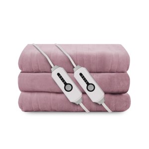 Electric Heated Blanket 84"x90" Queen Size, Soft Coral Fleece, Dual Controllers with 4 Heating Levels and 10 Hours Auto-Off, Machine Washable, Cozy Plush Fabric for Home, Purple