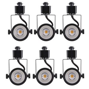 CLOUDY BAY 8W Dimmable LED Track Light Head,CRI 90+ Warm White 3000K,Adjustable Tilt Angle Track Lighting Fixture,120V 40° Angle for Accent Retail,Black Finish Halo Type - Pack of 6