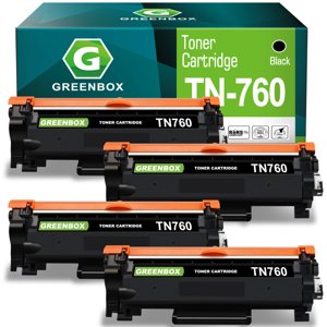 GREENBOX TN760 TN730 Toner Cartridges Black High Yield Replacement for Brother TN-760 TN-730 Toner for MFC-L2710DW HL-L2350DW HL-L2370DW HL-L2395DW MFC-L2750DW DCP-L2550DW HL-L2390DW Printer, 4 Pack