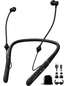 Air Tube Bluetooth Headphones with 28Hour Playtime,Emf Free Earbud for Radiation Protection,Anti Emf Headphone with LED Display, High Audio Quality,Mic and Control,Airtube Earphone for Sleep,Work,Gym