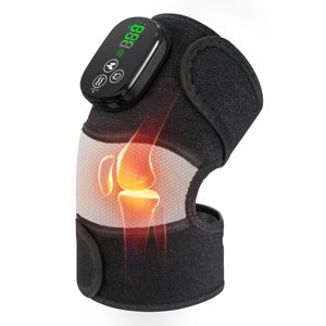 YUANBO Heated Knee Massager with 6 Timer, 3 in 1 Cordless Knee Heating Pad Brace Wrap for Elbow Shoulder Knee Pain Relaxation with 3 Vibration & 6 Heating Modes