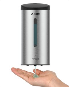 AIKE Automatic Wall Mount Liquid Soap Dispenser, Commercial Stainless Steel with 25oz Large Capacity Save Time Effort and Cost,Model AK1205(Brushed)
