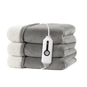 RALYSUN Electric Heated Blanket 72"x84" Full Size - Dual-Sided with Microplush & Sherpa Fabric, 4 Heat Settings & 10 Hours Auto Off, Machine Washable - Light Gray