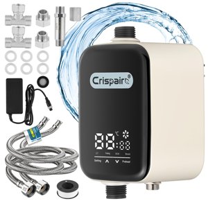 Crispaire Digital Smart Instant Hot Water Recirculating Pump Kit - Touch Screen Control, Under Sink Installation, 20" PEX Supply Line for Potable Water, Complete All-in-One Plumbing Solution