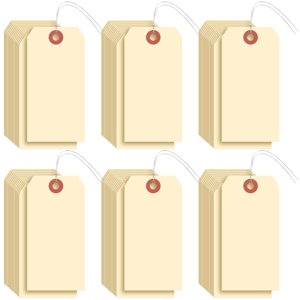 Sayglossy 1000 Pcs Blank Manila Shipping Tags with Wire 4 3/4" x 2 3/8" Paper Hang Luggage Price Asset Gift Label Tags (Yellow)