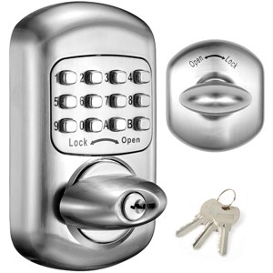 Bravex Keyless Deadbolt Keypad Entry Door Lock Zinc Alloy Sabbath Lock 100% Mechanical Shabbos Lock- No Risk of Low Power, Silver
