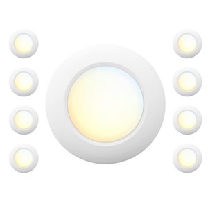 JULLISON 8 Packs 6 Inch 5CCT Field Selectable LED Low Profile Recessed & Surface Mount Disk Light, Round, 15W, 920 Lumens, CRI80, 27K-30K-35K-40K-50K, Driverless, Dimmable, ETL & Wet Listed, White