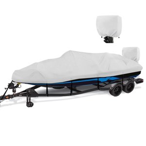 YimSting 1200D Waterproof Boat Cover - Fits 14' to 16' ft Bass, V-Hull & Tri-Hull Boats - Heavy Duty Canvas Gray