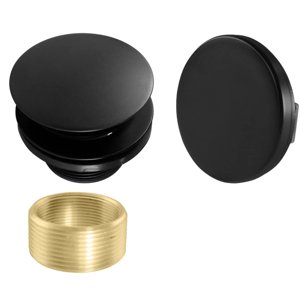 Westbrass A98HRK-62 Universal Fine or Coarse Thread Tip-Toe Bathtub Drain Trim with Illusionary No-Hole Faceplate and Adaptor Bushing, Matte Black photo 1