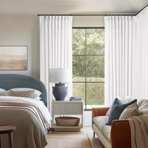 Pinch Pleated Extra Wide Linen Curtains 84 Inches Long for Patio Sliding Glass Door White 60 Inch Wide Pleated Drapes with Hooks Rings Neutral Semi Sheer 60x84 Curtain for Living Room 1 Panel